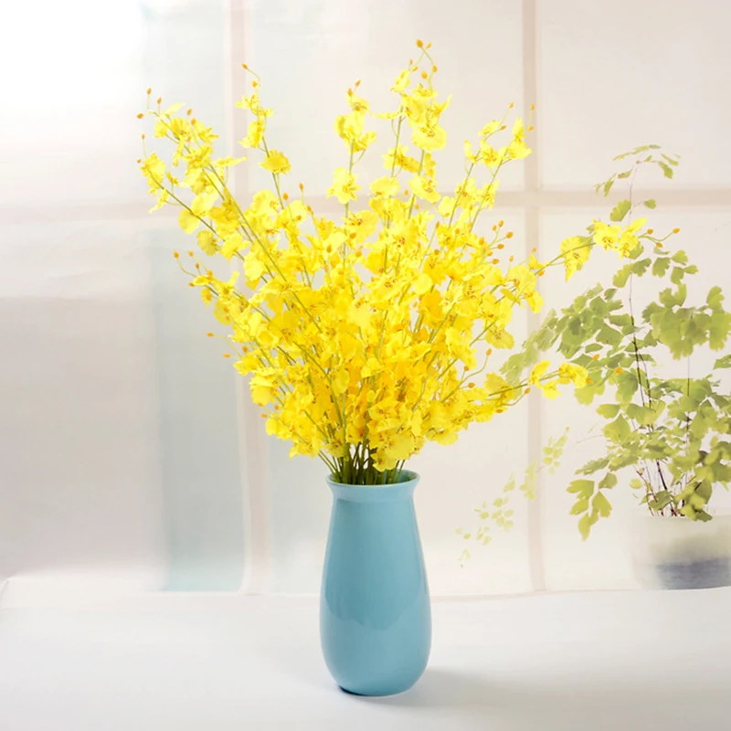 

Artificial Flower Silk Orchid Beautiful Pink White Yellow Flower Decor for Home Wedding Valentine's Day Decor European rural