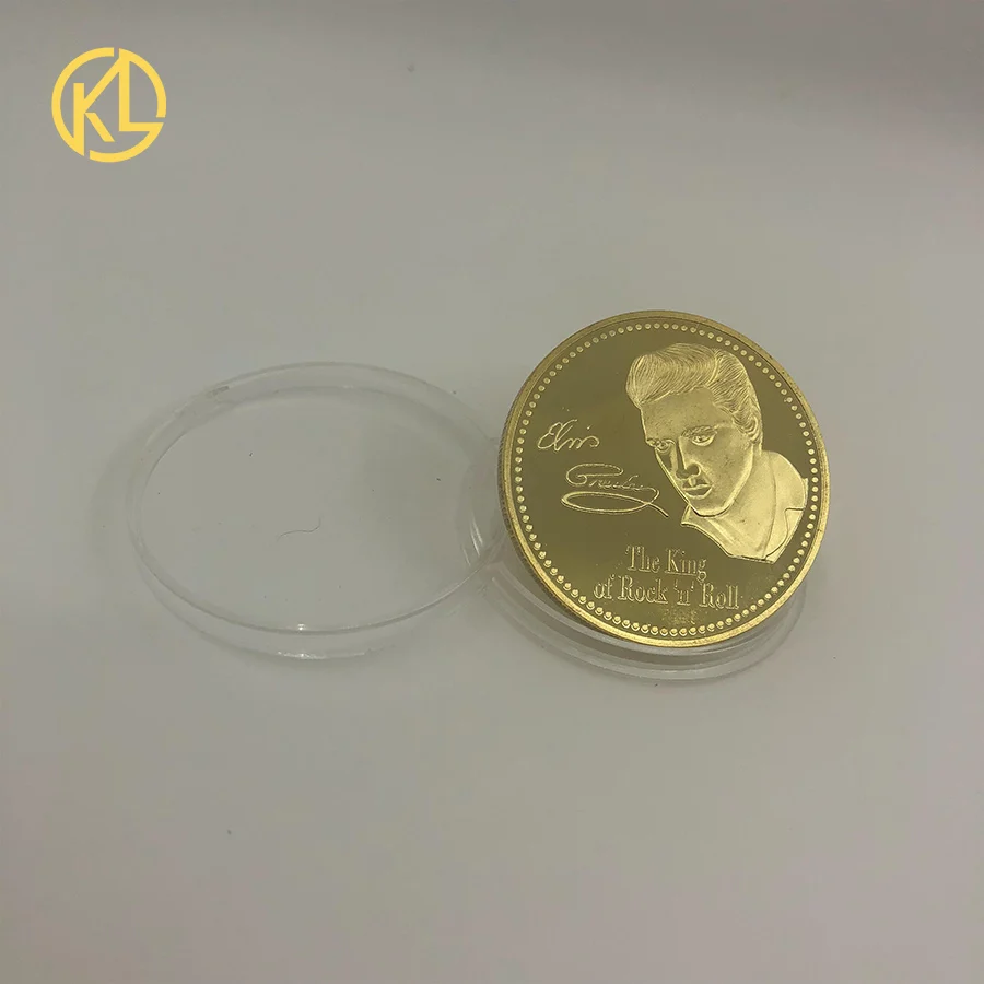 

CO023 1PC Elvis Presley Commemorative Coin 1935-1977 The King of N Rock Roll Gold Commemorative Coin Gift Dropship