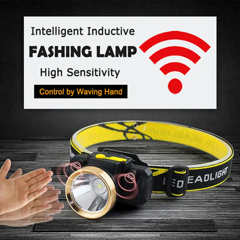 

Mini LED Headlamp Body Motion IR Sensor Headlight Rechargeable head light Outdoor Camping Flashlight Head Torch Lamp + USB Cable