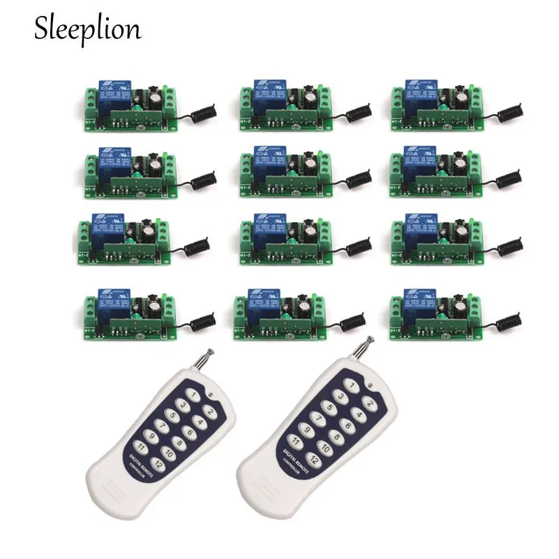 Sleeplion 12V 1CH Channel 12 Way Wireless RF 12 key Remote Control Switch Transmitter 12 font
