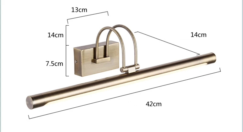 Feimefeiyou 42 см Бронзовый светодиодный светильник для ванной комнаты настенный светодиодный туалетный столик для ванной комнаты Настенные светильники зеркало передняя лампа 85-220 В