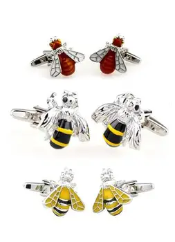 

10pairs/lot Vivid Enamel Bee Cufflinks Creative Brass Cuff links 3 Patterns Shirt Cufflinks Gemelos Cuff Button Men's Jewelry