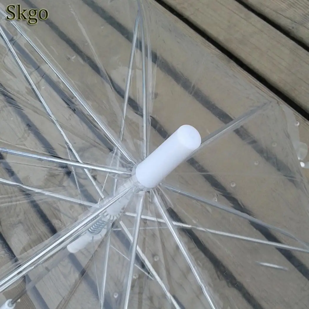 

8 Parasol Rain 5inch Umbrella Dome 108cm Geometric Unisex Stick Clear handle 42 Long Handle Straight Transparent 400g Solid