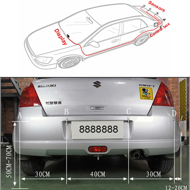 CNPARTS для Volvo S60 V70 XC90 Subaru Forester peugeot 307 206 308 407 автомобилей реверсивный радар Парковка Сенсор светодио дный Дисплей звуковой сигнал оповещения