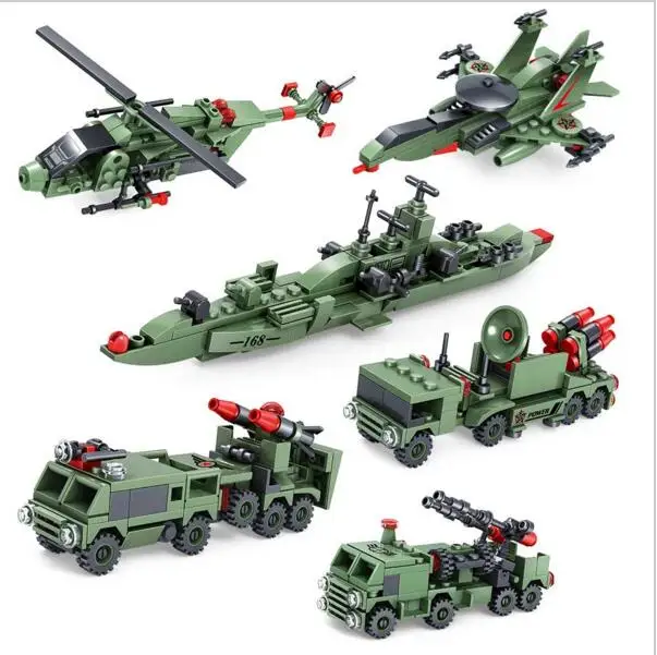 

KAZI Models Building toy Compatible with K84047 597pcs 6 in 1 Weapons Blocks Toys Hobbies For Boys Girls Building Kits