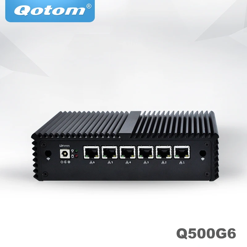 QOTOM Мини ПК Core i3 i5 i7 безвентиляторный VPN компьютер 6 гигабитный Ethernet AES NI OPNsense