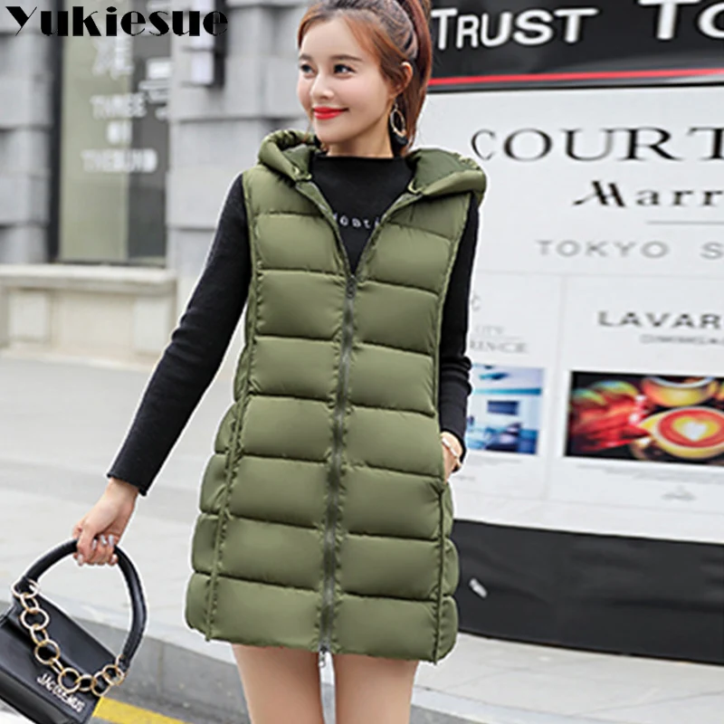2018 Women Winter Vest Waistcoat New Women Long Vest Sleeveless Jacket Suit Collar Down Cotton Warm Vest Female 2 side to wear