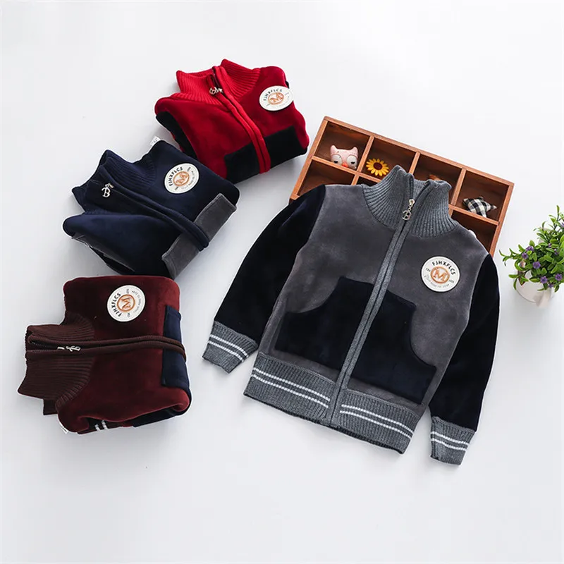 BibiCola Boys Fleece Jacket Spring Autumn Children Outerwear Coats Kids