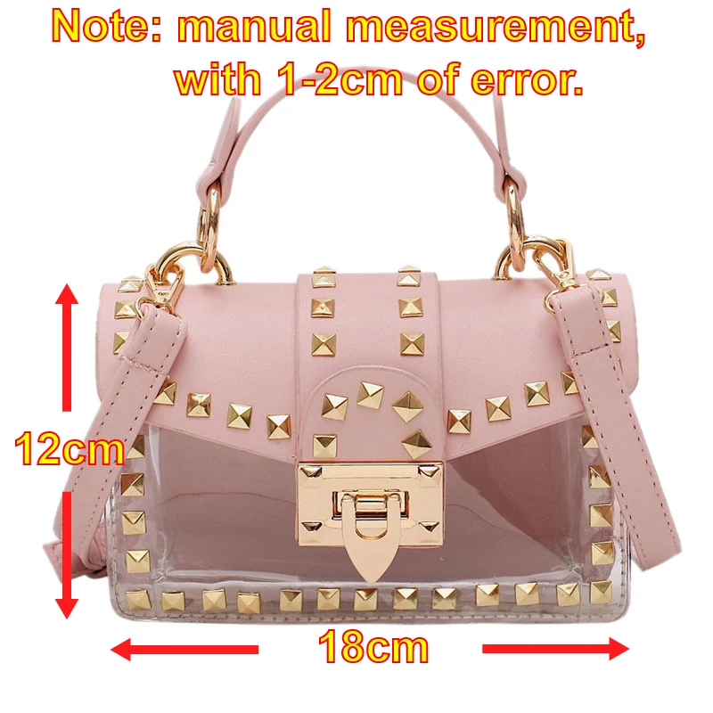 Известный дизайнерский дизайн бренда женщины Новая мода сумка через плечо с цепочкой женские заклепки прозрачные квадратные PU сумки
