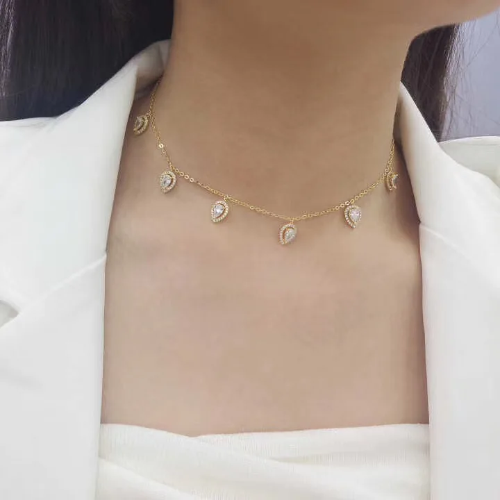 

Fashion water drop Chokers Necklace for Women Fashion cubic zirconia sparking bling CZ Necklaces & Pendants Bijoux Femme Perle