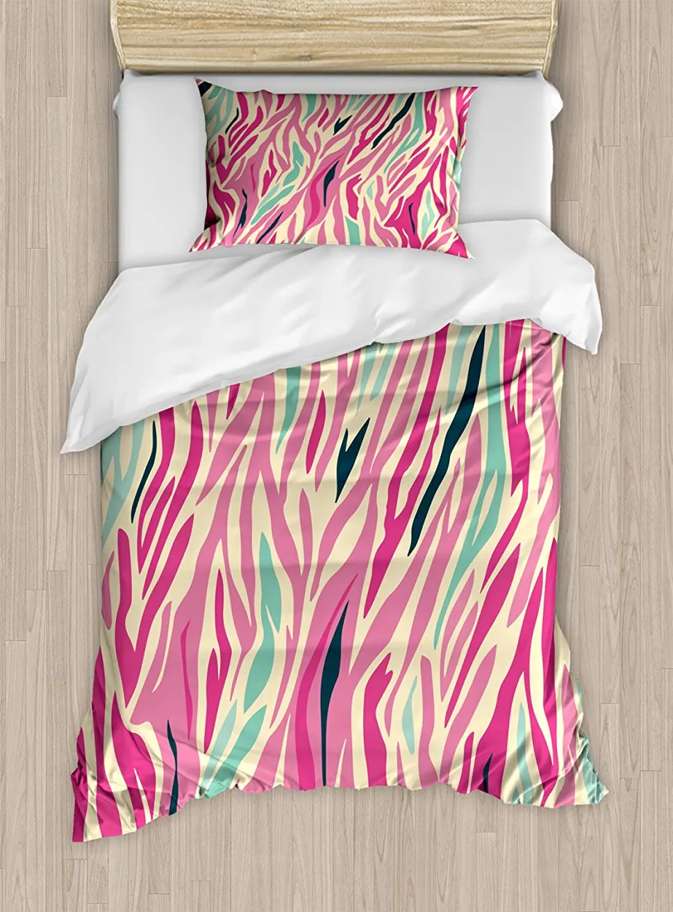 Pink Zebra Duvet Cover Set Funky Fashion Pattern With Colorful