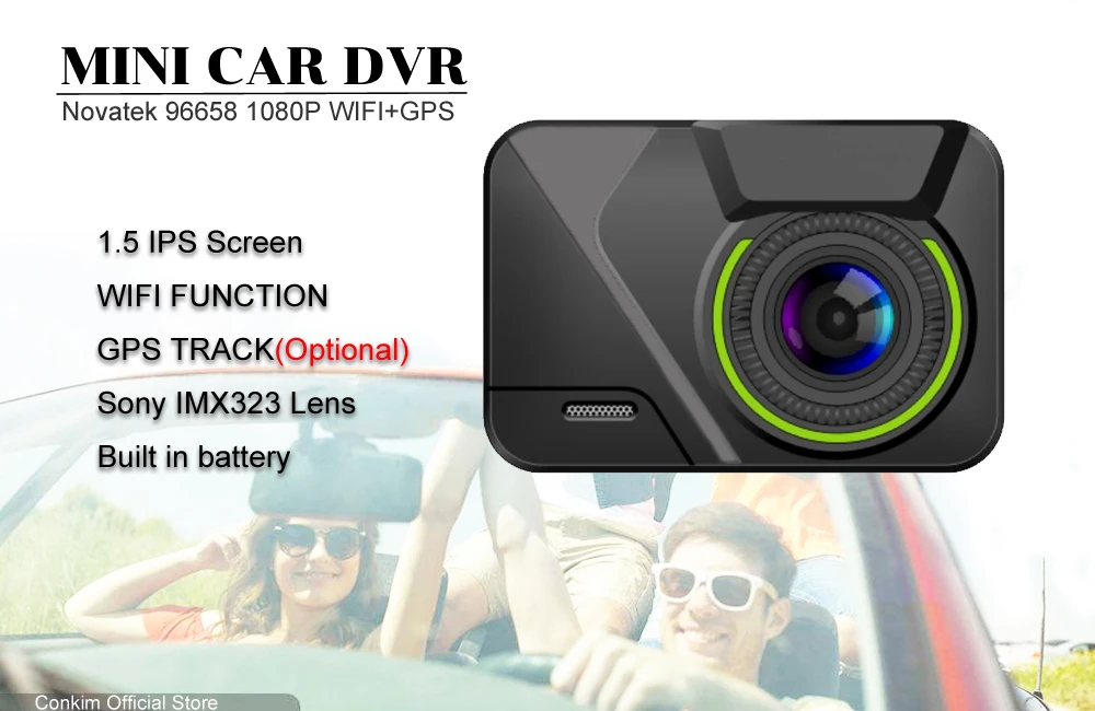 Conkim Мини Автомобильный видеорегистратор gps wifi Dashcam Full HD 1080P Автомобильная камера 1,5 ips экран Автомобильный видеорегистратор s видеорегистратор Novatek 96658