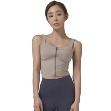 Женский жилет для йоги на лямках, нательная одежда для йоги на молнии, ударопрочный корейский танец, фитнес, без рукавов, спортивный топ для спортзала, Йога, Топ