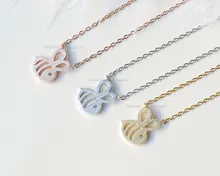 10PCS- N117 Tiny Bumble Bee Necklace Honey Bee Necklace Queen Bee Necklaces Cute Insect Beehive Bumblebee Necklaces omilut bumble bee party decoration bumble bee cake topper what will it bee birthday banner wedding decoration supplies
