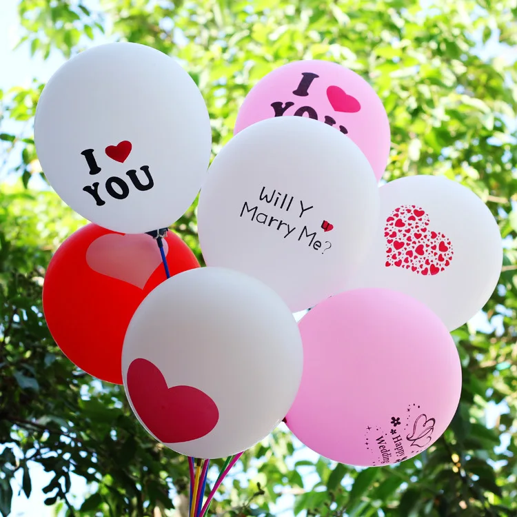 50 шт. 12 дюймов белый красный с надписью I Love You Свадебные Воздушные шары вечерние