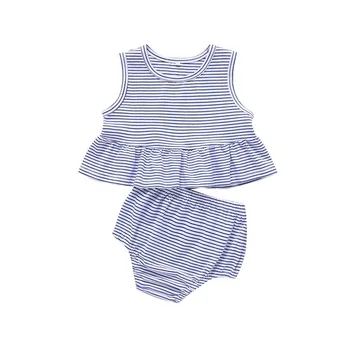 

COSPOT Baby Girls Summer Clothing Sets T Shirt+Shorts Bebes Blue Stripes Shorts Suits Kids Suits Baby Girl Clothes 2019 New 25