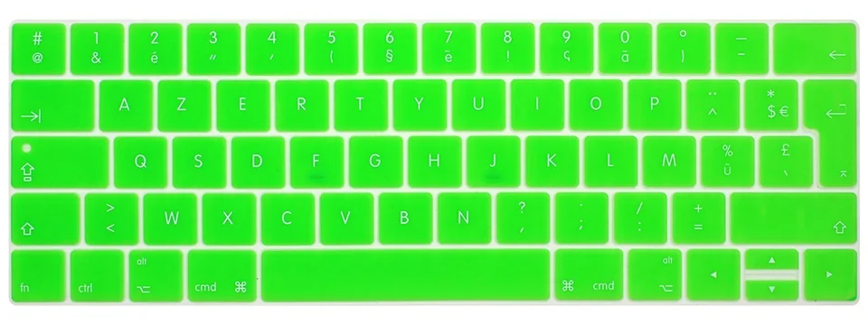 Clavier AZERTY раскладка силиконовая клавиатура чехол для нового Macbook Pro 13 15 с сенсорной панелью A1706 A1707 A1989 A1990 защита кожи - Цвет: Зеленый
