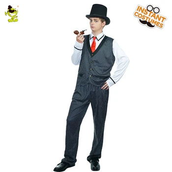

New Adult Men's Gangster Costume Happy Party Gang Cosplay Halloween Party Fancy Dress Masquerade Gangster Clothing