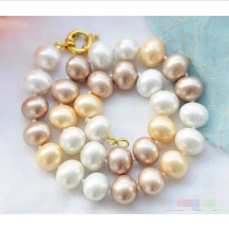 

P3859 17" 16mm multicolor egg SOUTH SEA SHELL PEARL NECKLACE @^Noble style Natural Fine jewe FREE SHIPPING