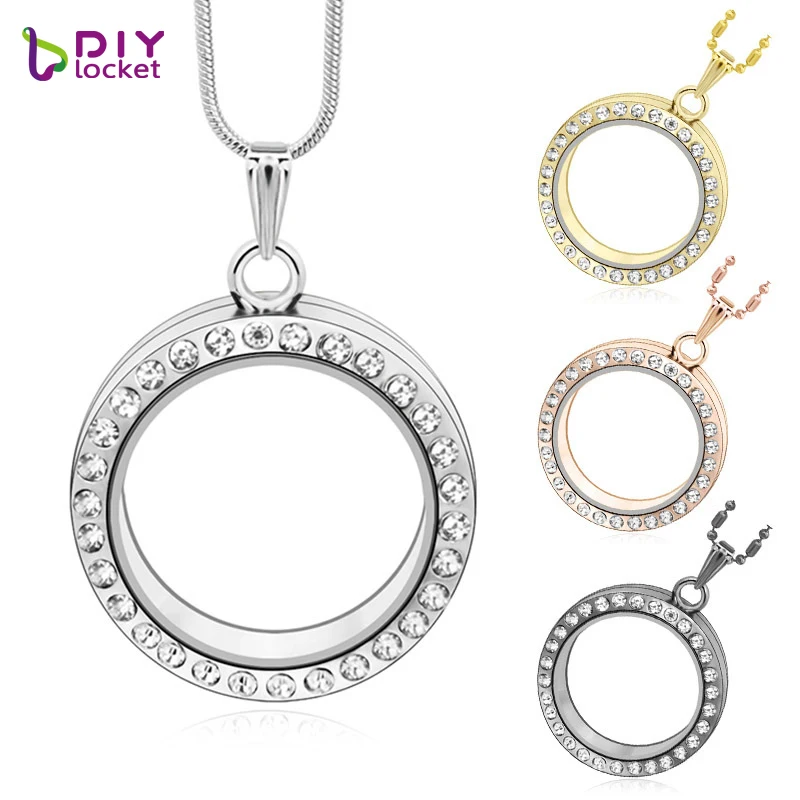 

diylocket New 30mm 4 colors Round magnetic glass floating charm locket pandent necklace (chains included for free) LSFL01