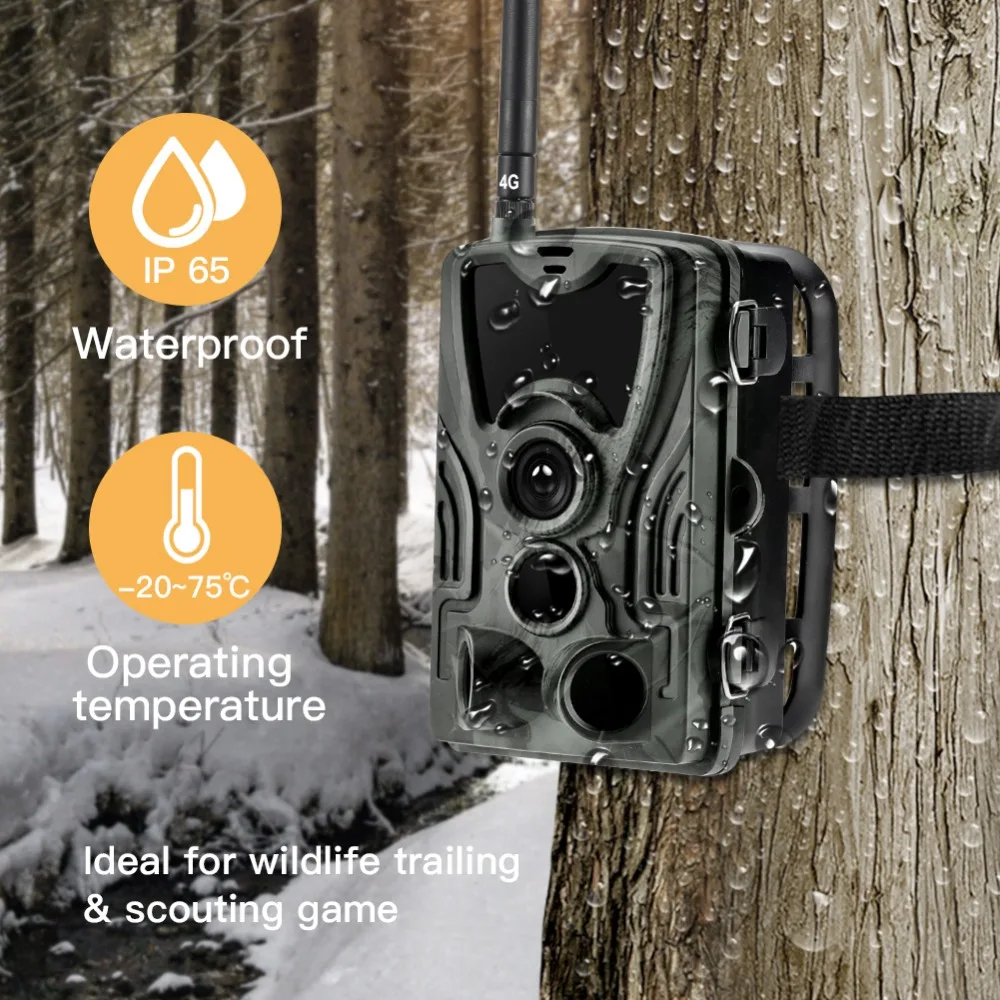 Review 4G FTP SMTP MMS Trail Camera Wildlife Hunting Surveillance Cameras HC801LTE 16MP 0.3S Trigger Infrared With Antenna Wild Cameras