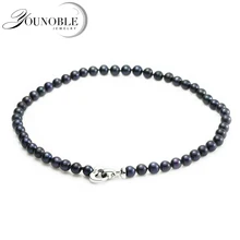 Real de Agua Dulce Collar de Perlas para La Boda, Negro Natural Collar de Perlas de Plata 925 Madre Mamá Mejor Regalo de Cumpleaños