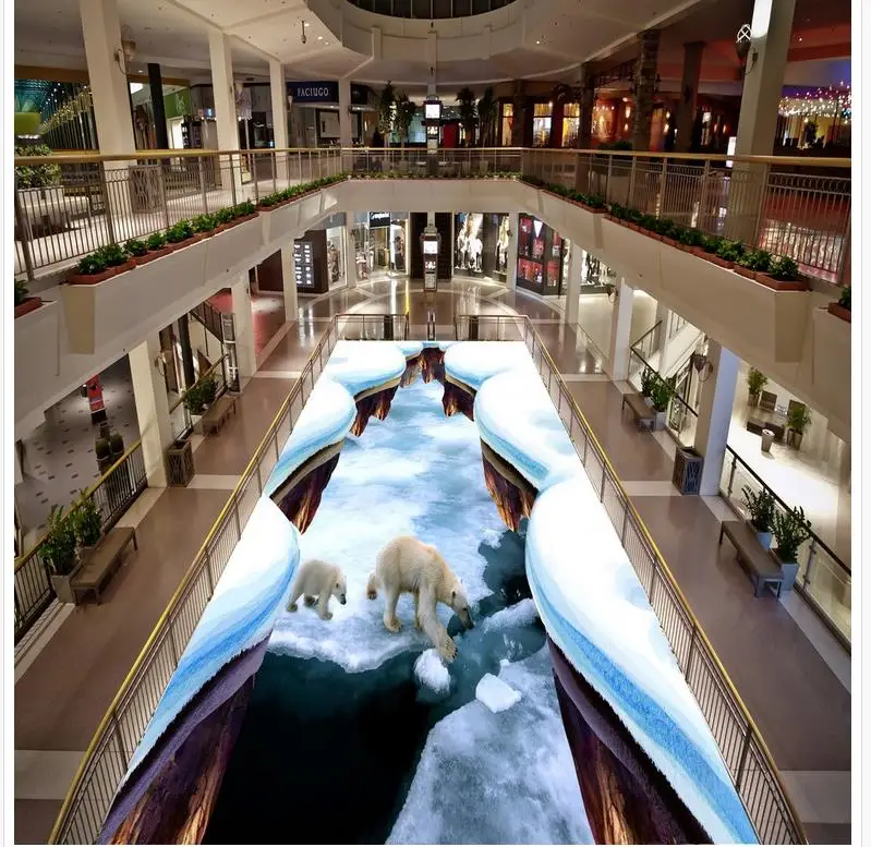 

3D PVC floor wallpaper snow Custom photo floor wallpaper 3d floor wallpapers Custom Photo self-adhesive 3D floor