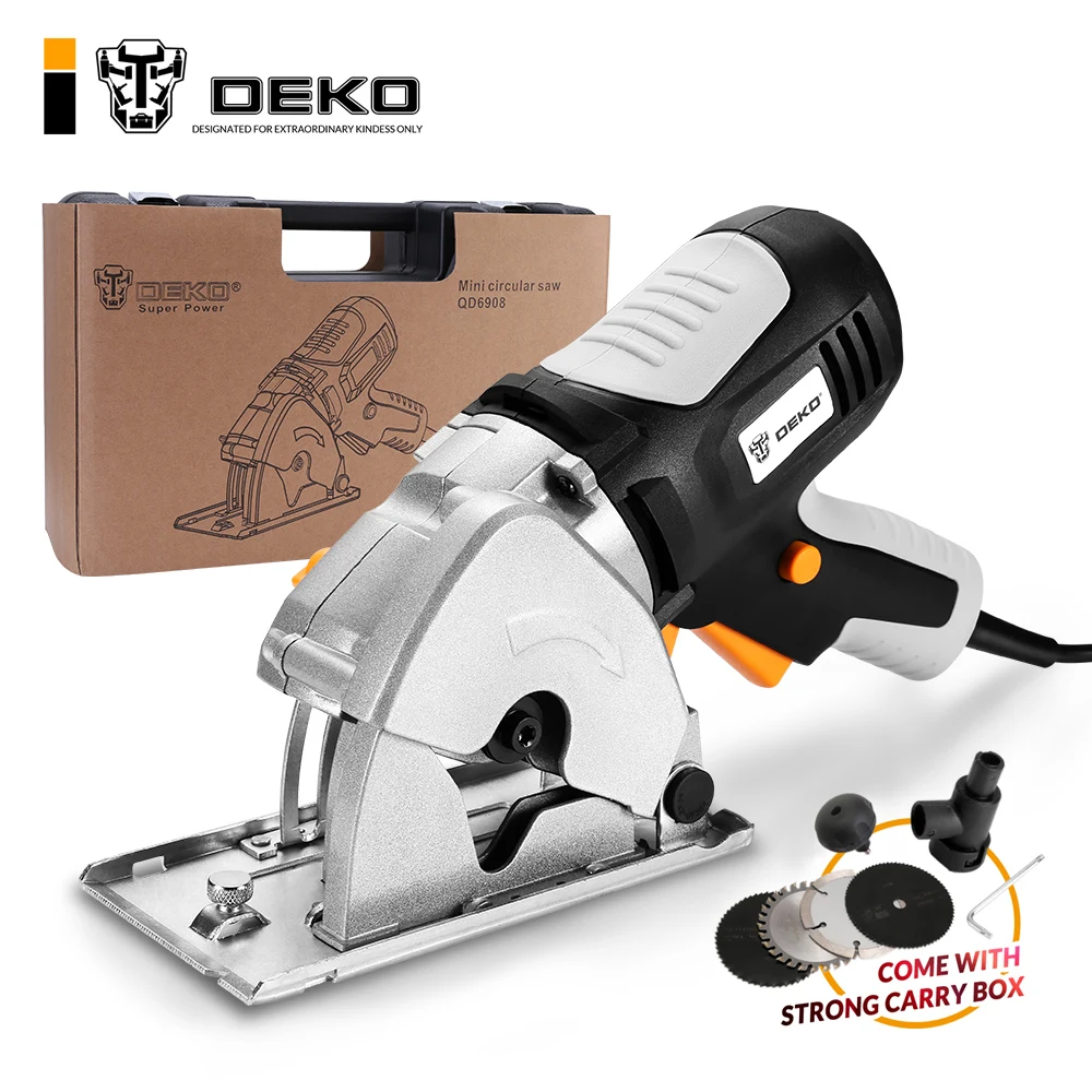 DEKO QD6908B Mini Circular Saw Handle Power Tools with 4 Blades BMC Box