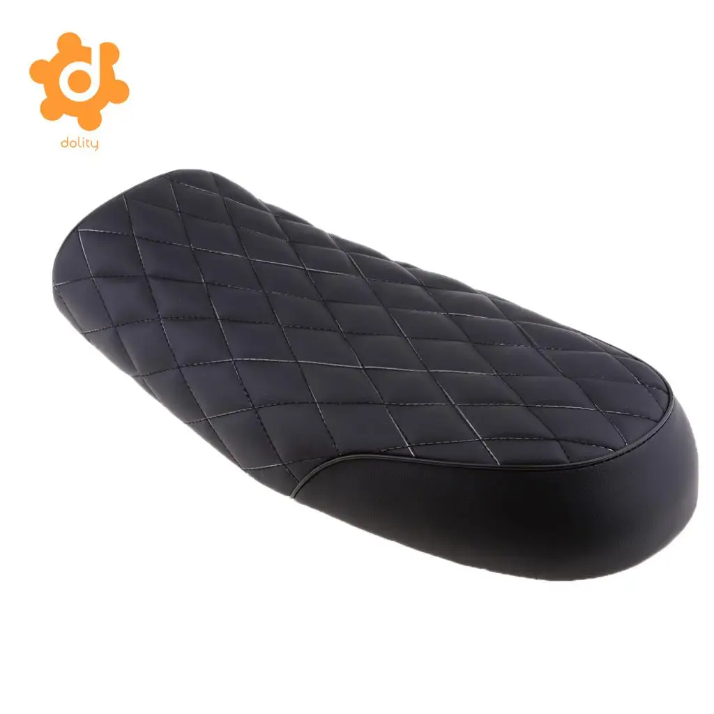 dolity Universal Brat Diamond Flat Cafe Racer Seat Vintage Motorcycle Saddle Black