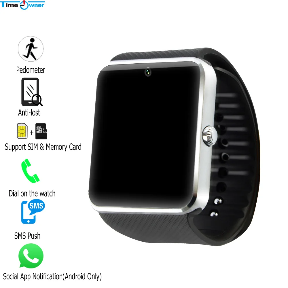 

Time Owner GT08 Plus Bluetooth Clock Smart Watches Phone SIM Memory Card Music Player Remote Camera Fitness Tracker Smartwatch