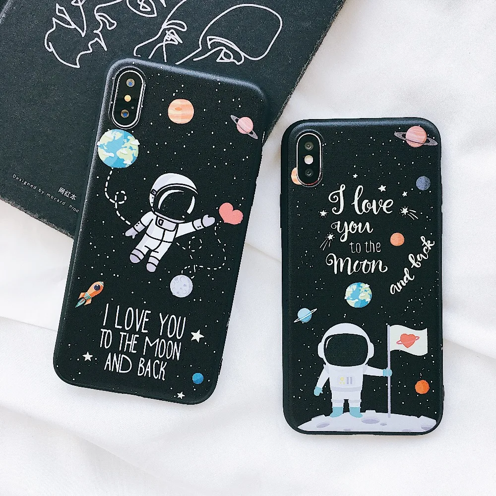 

Halocase Phone Case For iPhone 6 6s Plus 3D Relief Space Soft Silicon TPU Cover For iPhone 7 8 Plus X XS MAX XR Black Funda Capa