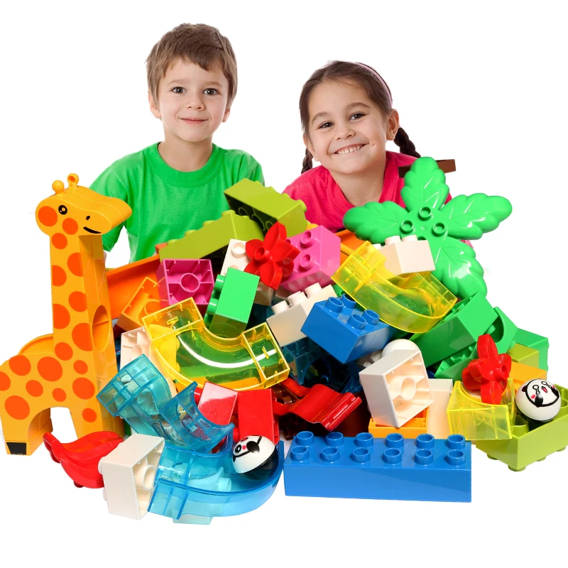 

DIY Big Size Building Blocks Maze Race Run Track AccessoriesFunnel Slide Bricks Compatible Legoed Duploe Blocks for Children