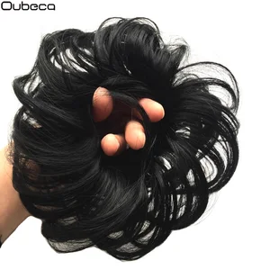 Oubeca синтетические гибкие пучки волос вьющиеся резинки шиньон эластичный грязный волнистые Scrunchies обёрточная бумага для конский хвост расширения для женщин - изображение