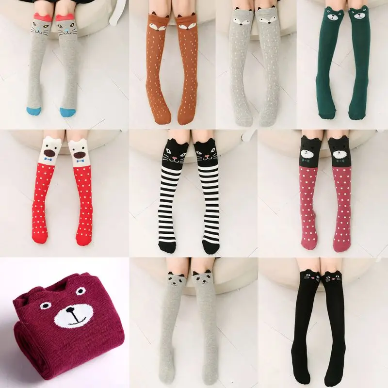 

Girls Knee-high socks Cotton stockings Cartoon animal on the calf Long socks 3-12 years