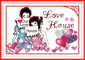 

I love my family Cross Stitch Kits Embroidery Needlework Kit Home Decor Printed Canvas DMC Counted printed Cross-stitch set