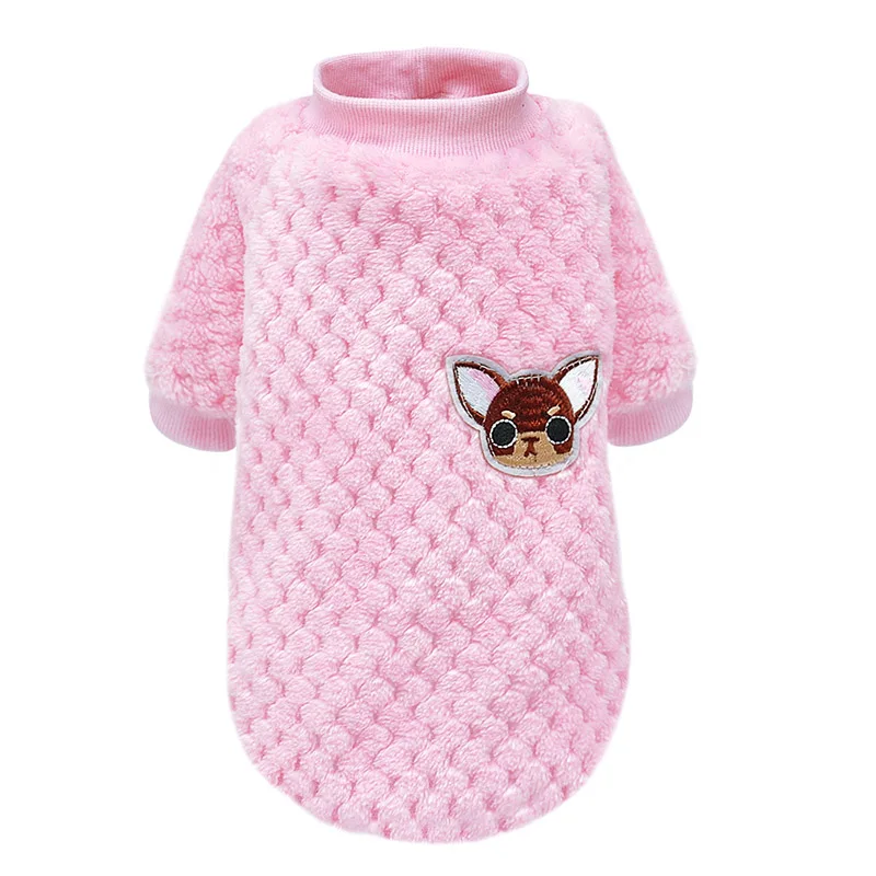 Собачья Пижама флисовый комбинезон осень зима Одежда для собак две ноги теплая одежда для домашних животных наряд маленькая собака звезда костюм одежда - Цвет: Pink