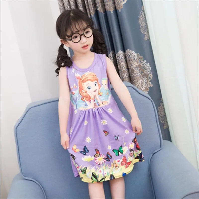 2018 new Girl's sleeping dress summer children's cartoon princess's