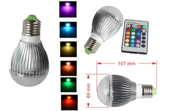 

5PCS E27 10W 16 Color Changing RGB LED Satge Light Bulb + 24 key Remote Control