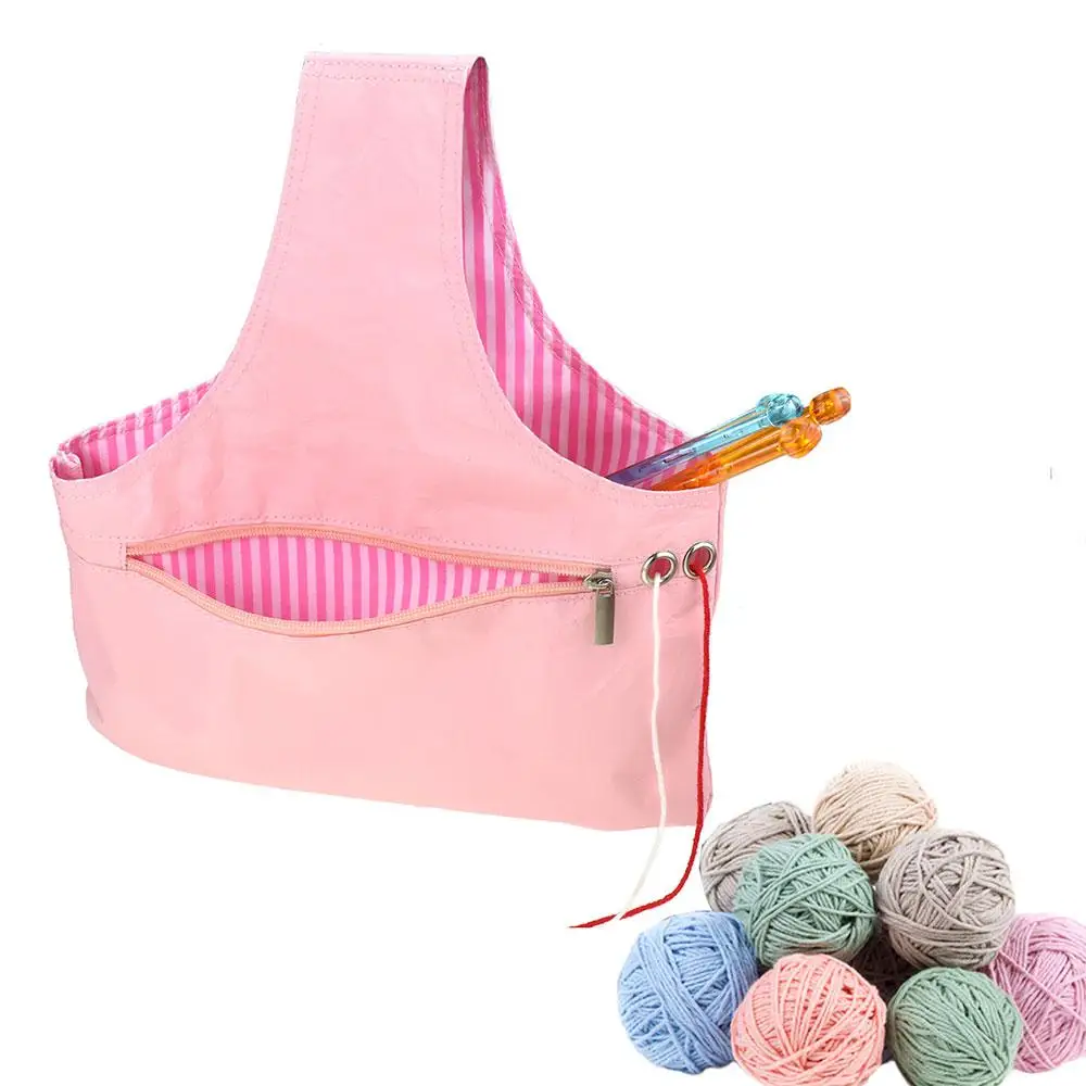 

Pawaca Knitting Wool Storage Bag Knitting Wrist Bag Handbag Tote for DIY Supplies Wool Storage