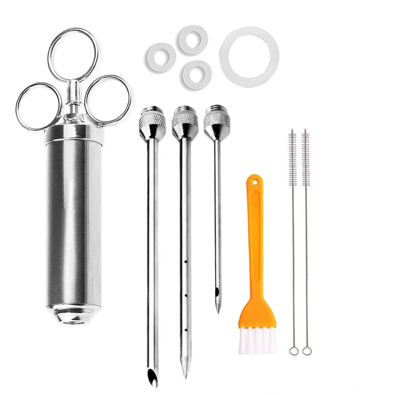 

Meat Injector Kit, 2-oz Stainless Steel Marinade Meat Injector Syringe with Needles, Cleaning Brusher and Replacement O-Rings