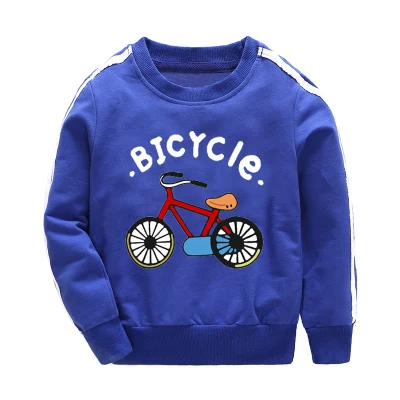 Детские Детская одежда хлопковые свитера для мальчиков весна и осень полный размер От 4 до 13 лет детская футболка футболки повседневные с круглым вырезом футболки для девочек спортивные - Цвет: blue