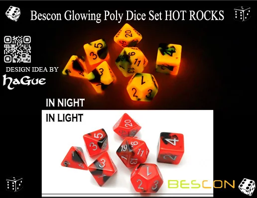 Bescon Glowing Poly Dice Set HOT ROCKS-4