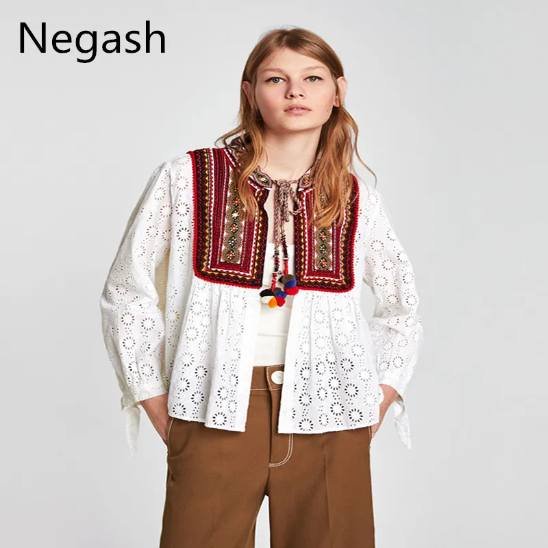 Round Neck Cardigan with Embroidered Boho Tassels Jacket Shirt Long