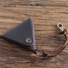 Leacool Crazy Horse Классический простой треугольник ручной работы портмоне на застежке практичная крутая индивидуальная маленькая сумка из натуральной кожи