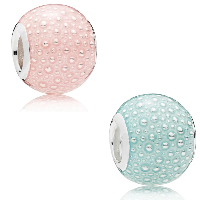 

Spring New Real 100% 925 Silver Bead Pink Green Aqua Enchantment CHARM Fit Original pandora Bracelet Bangle DIY Jewellery