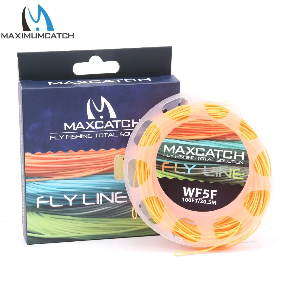 Maximumcatch 1-9wt الوزن إلى الأمام العائمة صنارة صيد السمك بذبابة الصيد الصناعية 100FT متعددة اللون يطير خط مع خط بكرة