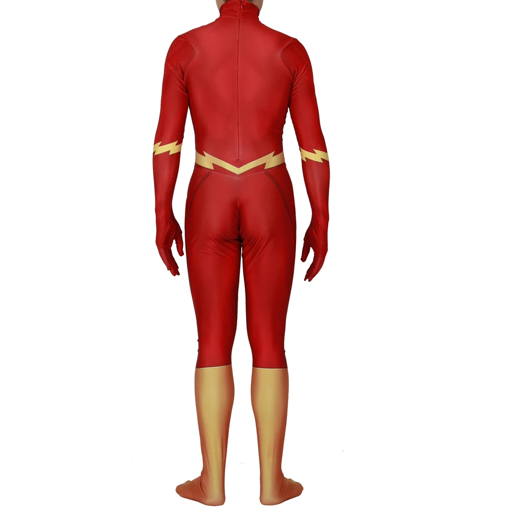 Adult Kids Barry Allen Costume Cosplay Jumpsuit Halloween Zentai Bodysuit Outfit