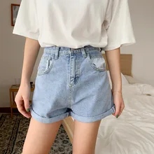 Для женщин джинсы Короткие ретро летние Прямые хлопковые черные джинсовые шорты с высокой посадкой бренд Повседневное джинсы-бойфренды для Для женщин DS50432