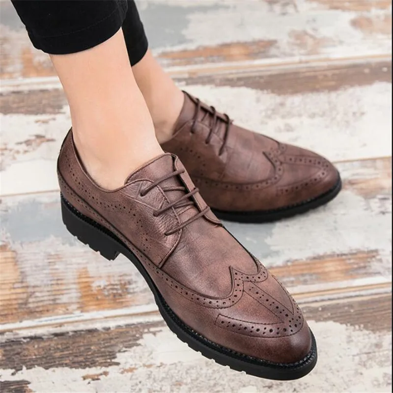 Bullock marrom Mão À Esculpida Estilo Negócios Dos Brogue Homens Formal De Sapatos Britânico Vestido Preto Oxford Grãos Couro Retro Cheio Feitas R6qC5dwpq