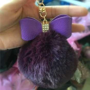 

Lovely Key Chain Rhinestone Fur Furry Ball Keychain Keychain Bag Charms Keyring Accessories Dropshipping